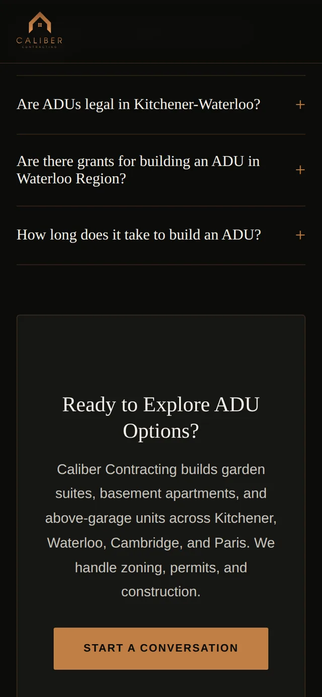 Garden suite cost guide on mobile with pricing tiers and FAQ