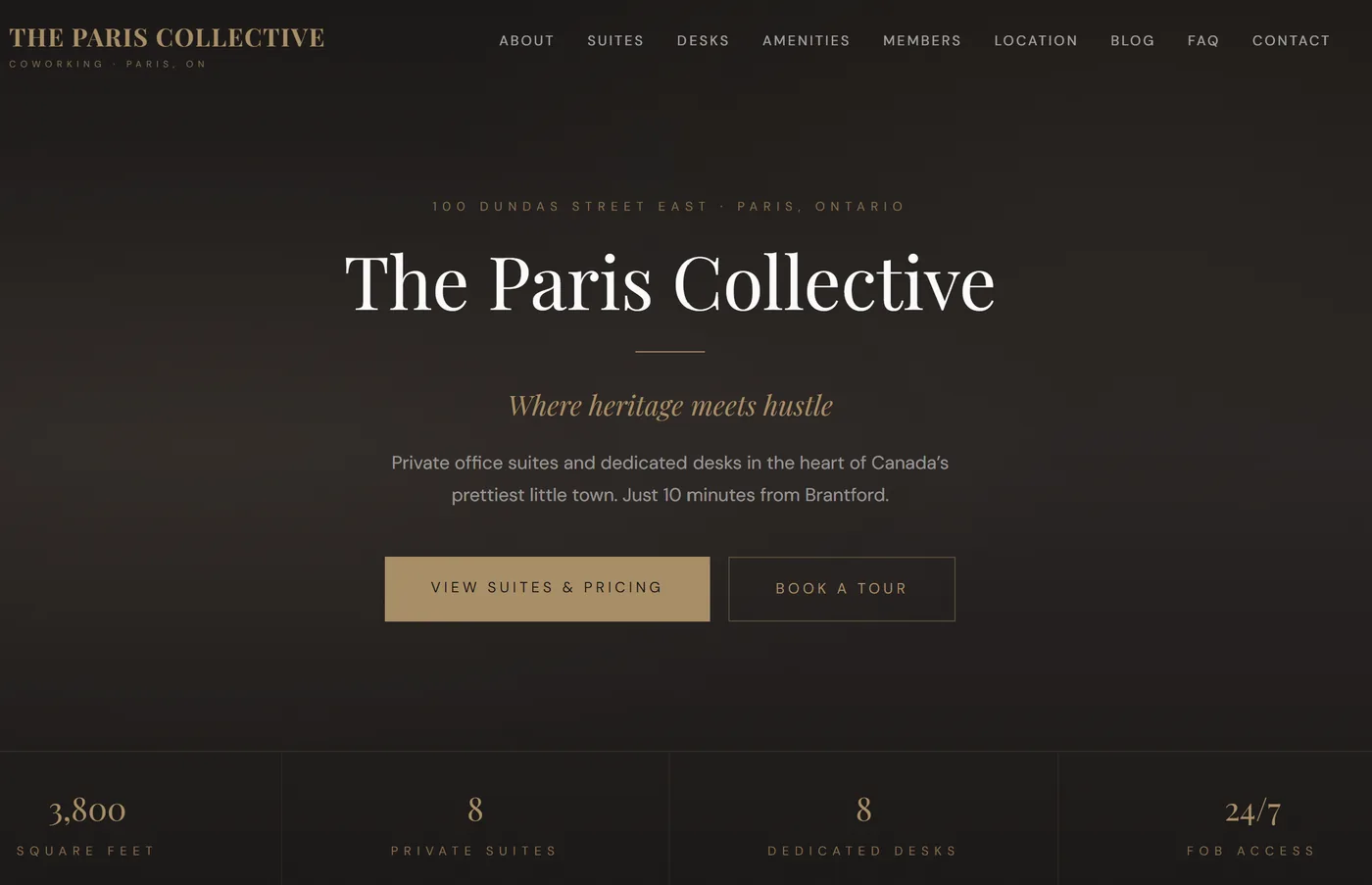 The Paris Collective homepage — coworking and office space in Paris, Ontario